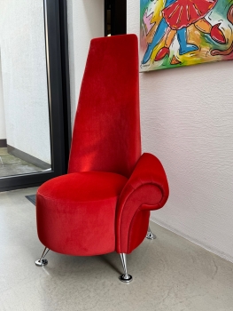 Highback chair red velvet